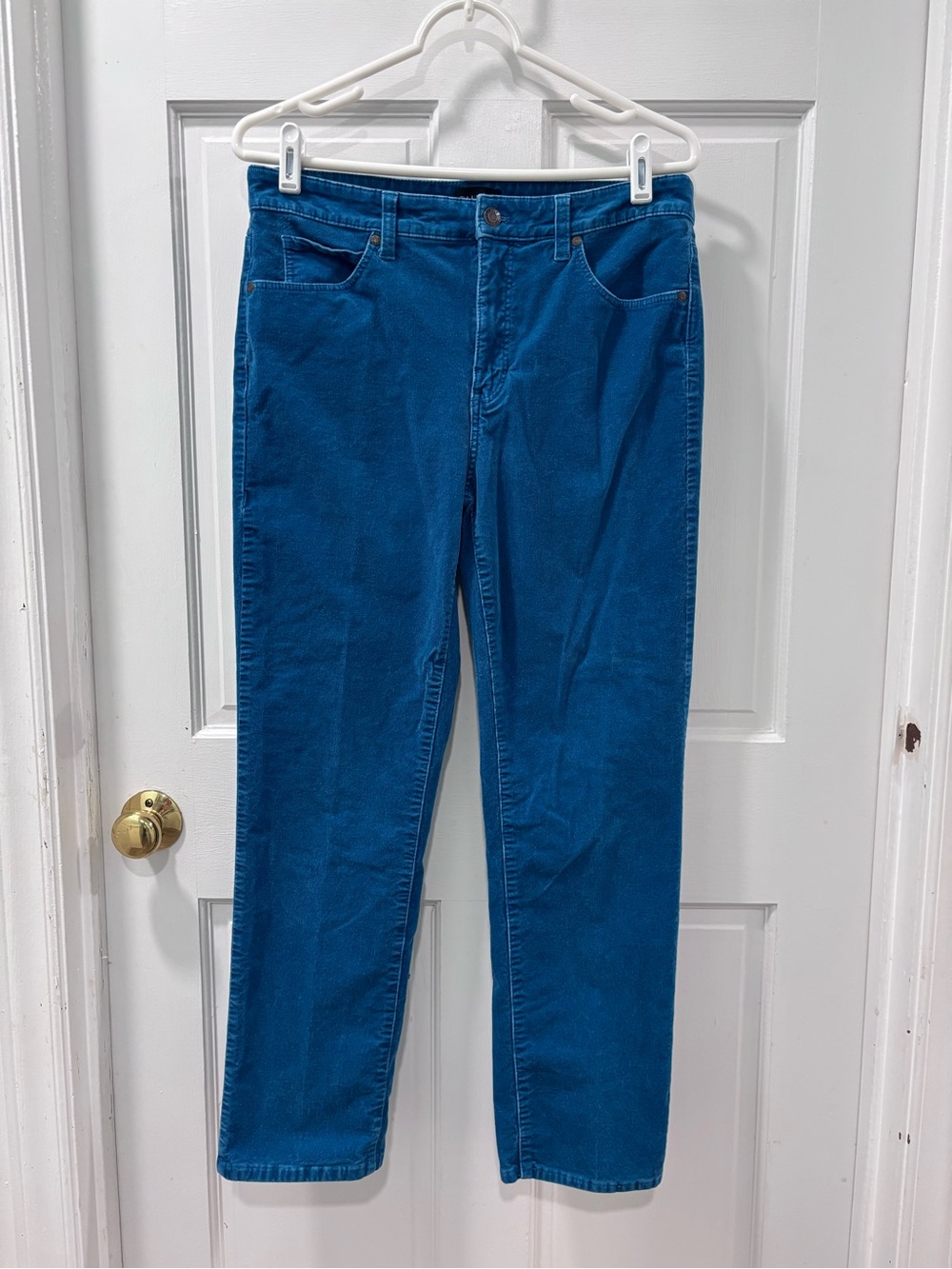 Talbots Women’s Straight Leg Corduroy Pants Size 6 Turquoise Blue Ankle Length
